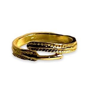 New Woman’s Long Wrapped Feather Gold Classy Native Boho Vintage Style Ring Sz 5